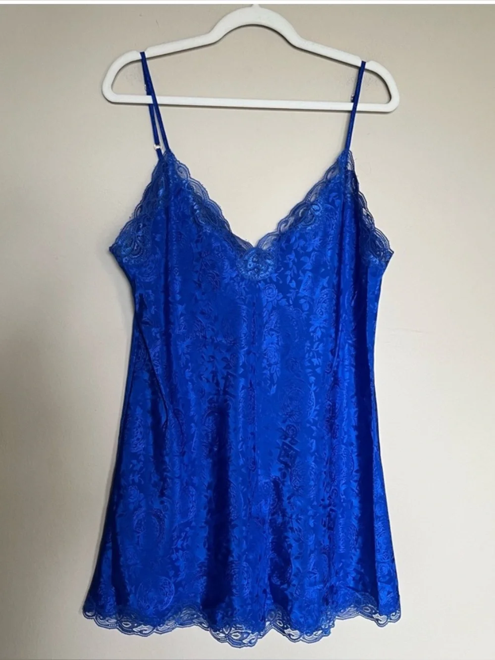 Victoria’s Secret Vintage Gold Label Royal Blue Satin Jacquard Maxi Robe